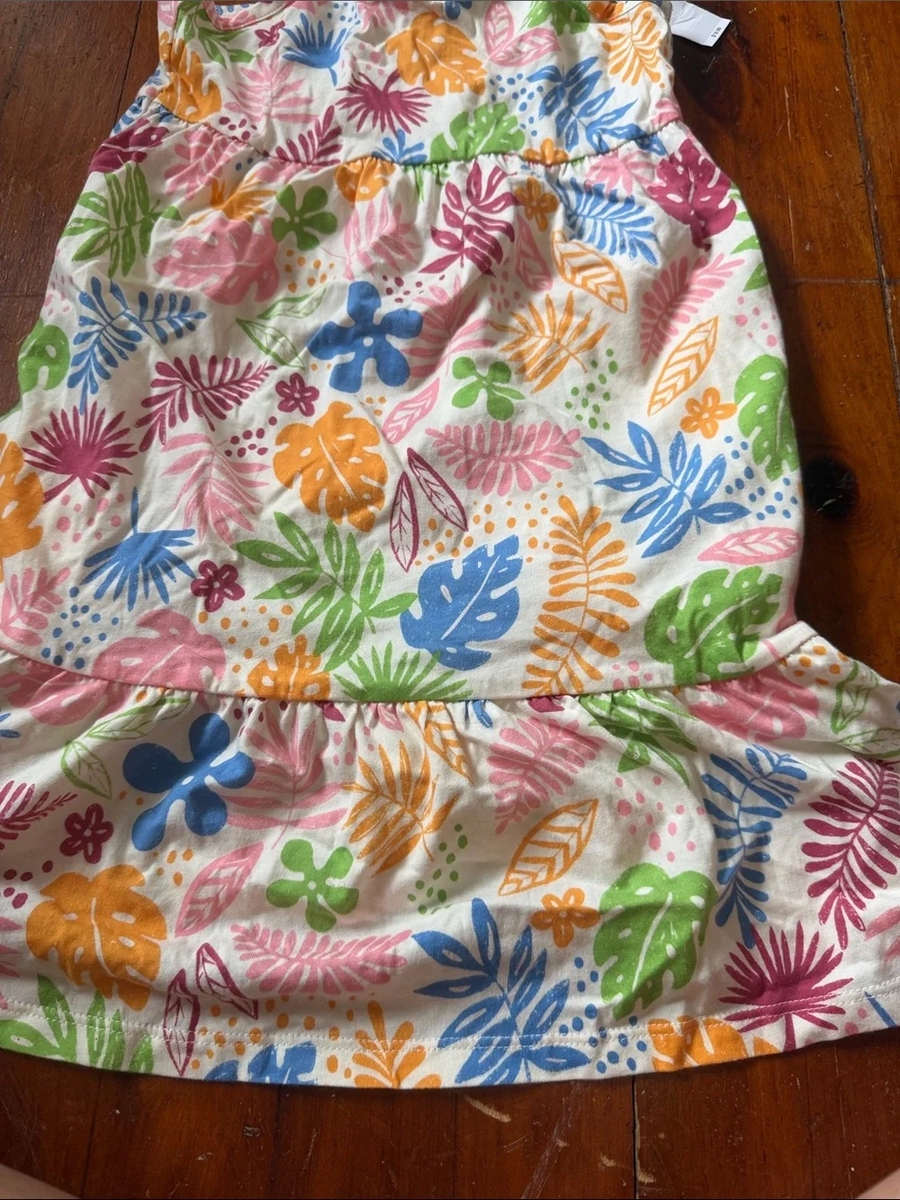 Old Navy Cream Sundress with Multicolor Tropical Leaf Print NWT